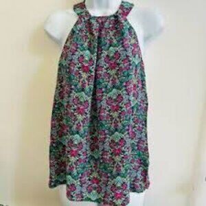 Antibes blanc floral tank top green & pink blouse size Medium‎
